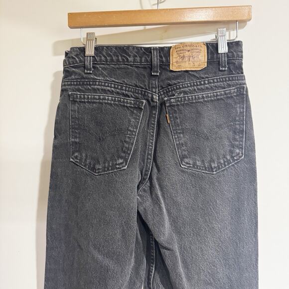 Vintage Levi’s 550 Jeans Orange Tab Black Denim Student Fit 28x30 80s/90s - Picture 4 of 7